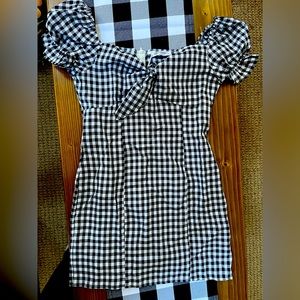 Black/White Gingham Mini Dress